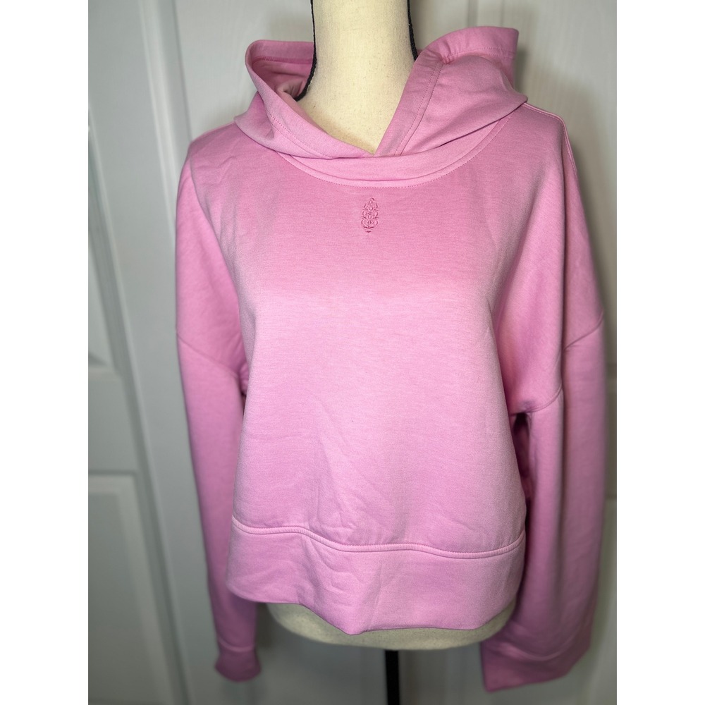 FP Movement Cropped Hoodie Relaxed Fit Large Pink Logo Embroidered Activewear